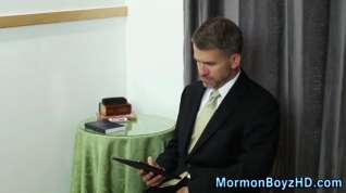 Online film Mormon bishop jerks cock