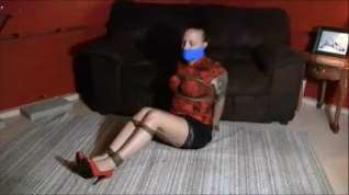Online film Frogtied fatty in stockings rolls on the floor