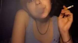 Online film Cute emo immature smokes a fag on webcam
