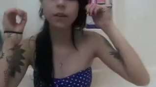 Online film Petite emo girl webcam taking bath