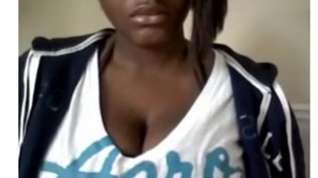 Online film Huge ebony jugs exposed on a webcam