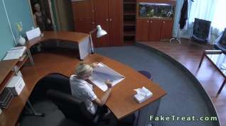 Online film Lesbian blonde nurse licking patient on the desk