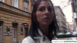 Online film Meg exposes her small natural tits in public and she gets laid by stranger