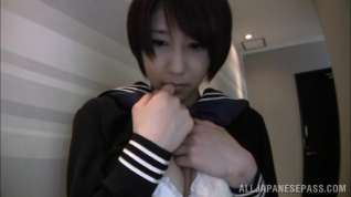 Online film Riku Minato sexy Asian teen in school uniform does POV