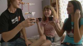 Online film Cute lovely chicks drink wine and hardly fuck