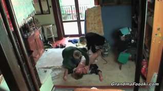 Online film Rough threesome with nasty granny