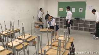 Online film Japanese AV Model horny schoolgirl enjoys sex in class