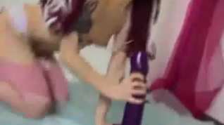 Online film Goth girl masturbates with huge purple dildo