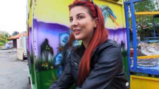 Online film European red hair chick Sophia Wild swallows strangers cum