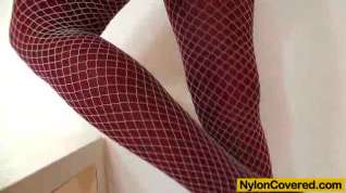 Online film Distorted nylon mask face and stunning legs