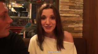 Online film Cutie strips and sucks dongs in the cafe