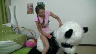 Online film teddy bear cutie with pigtails drilled