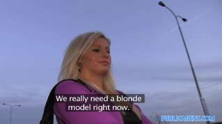 Online film PublicAgent: Curvy blonde accepts sex for money offer at bus stop