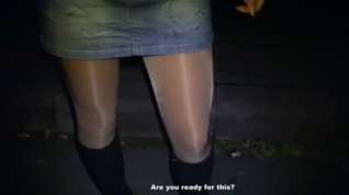 Online film Cutie in a petticoat sucks rod on the street at the 1st counter