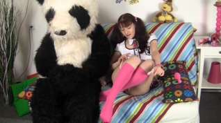Online film Hot beauty copulates with naughty panda bear