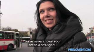 Online film PublicAgent: Young black haired girl fucks on car bonnet