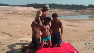 Online film youthful dark brown screwed on the beach in all holes