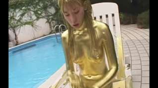 Online film Japanese hotty with gold paint