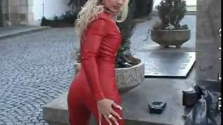 Online film Latex glamour porn video with slut dressed in red