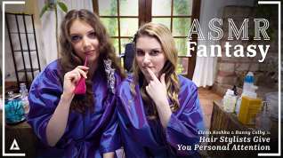 Free online porn ASMR Fantasy - Lesbian Hair Stylists Elena Koshka and Bunny Colby Fuck In Front Of You - POV